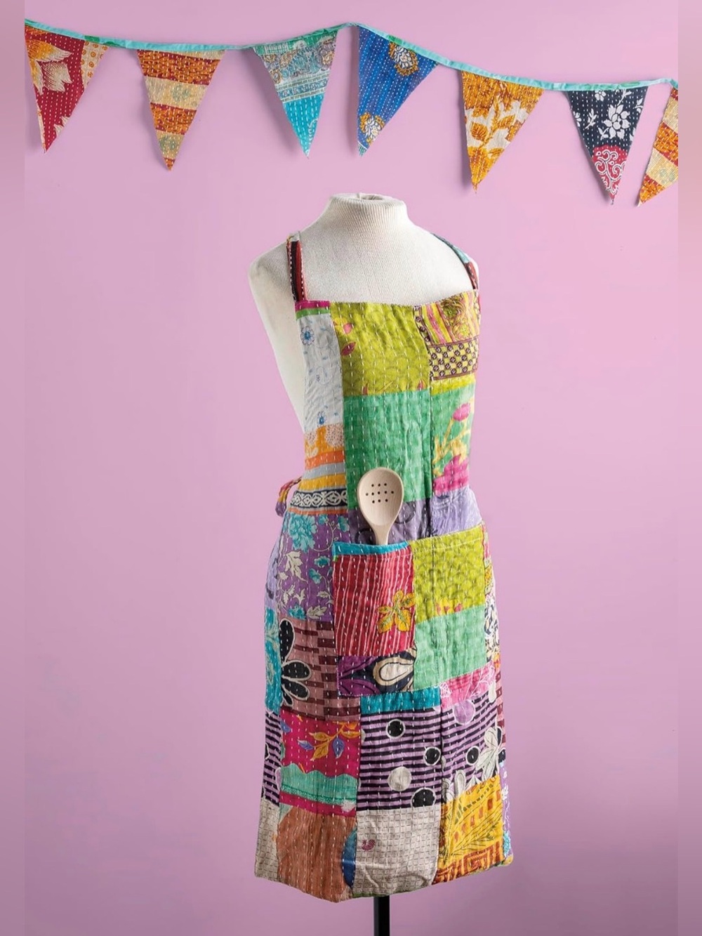 Primitives By Kathy Colorful Random Patchwork Apron NWT